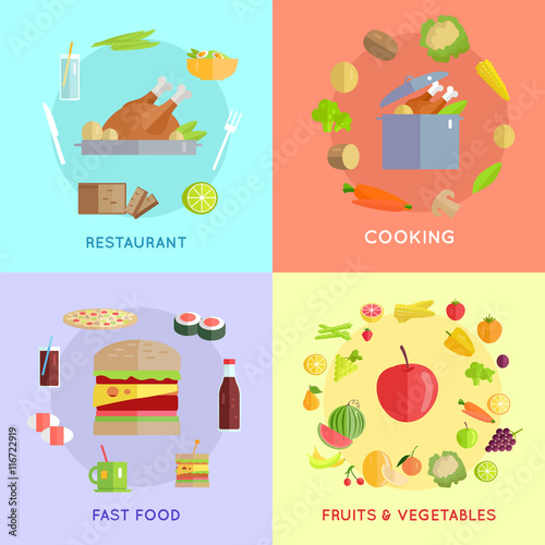 Set of Food Vector Concepts Illustration. 