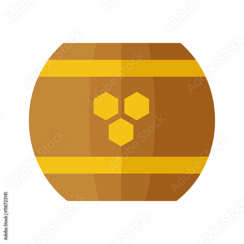 Wooden Barrel with Honey Vector Illustration.