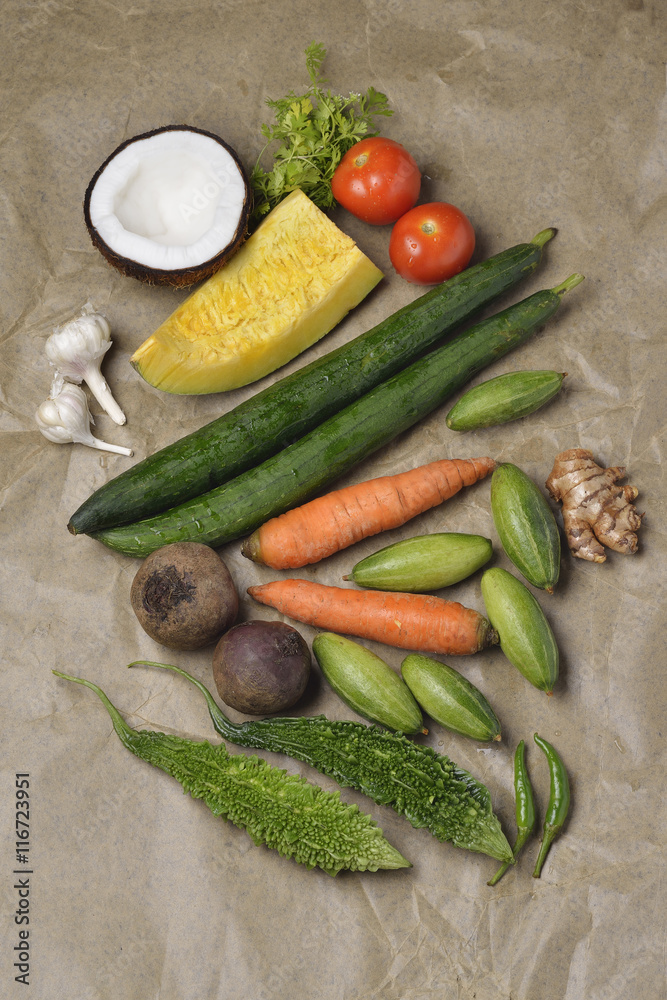 Healthy Fruits and Vegetables shot in Studio