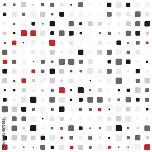 Vector seamless pattern. Modern stylish texture. Repeating abstract background with Red, Black, Gray, Color Square. Simple graphic design. Pastel Polka dots 