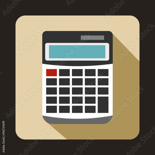 Calculator icon in flat style on a beige background © ylivdesign