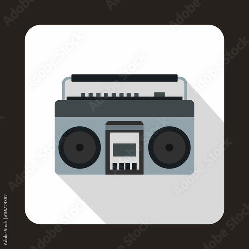Boom box or radio cassette tape player icon in flat style on a white background
