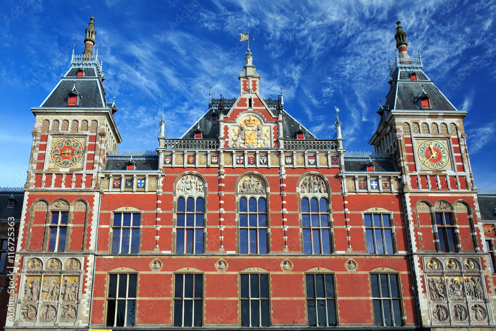 Main railway station in Amsterdam, The Netherlands.