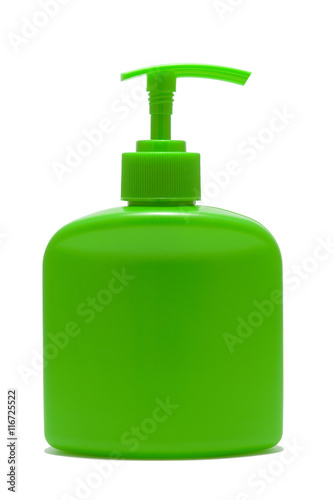 green  bottle with dispenser isolated