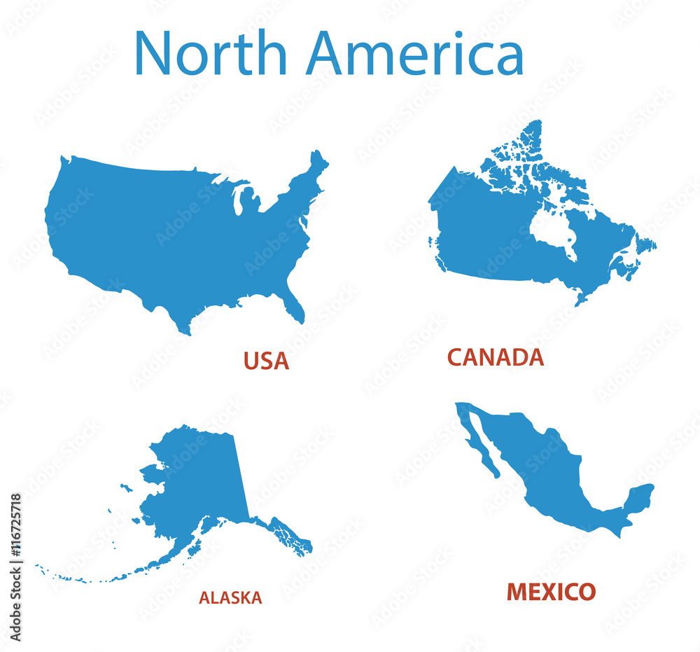 north america - vector maps of territories
