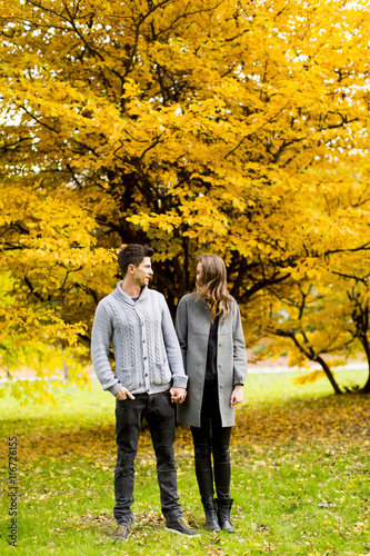 Couple in autumn park