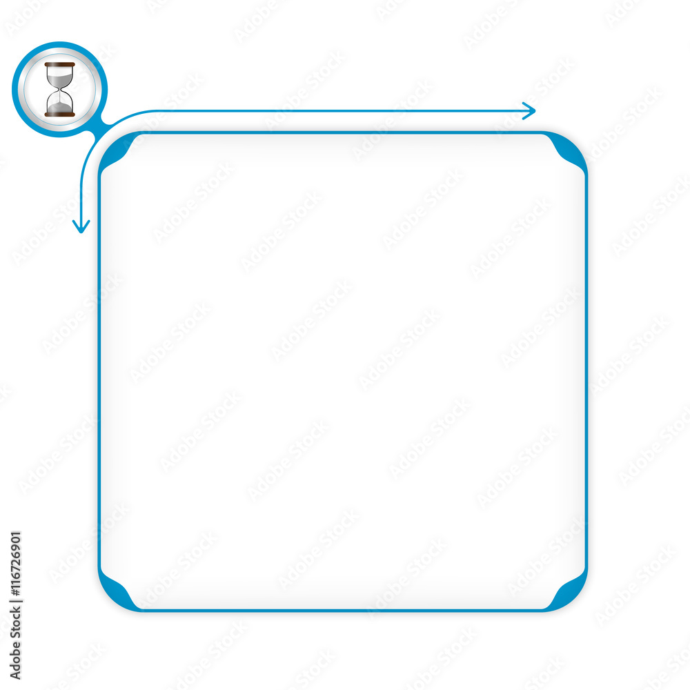 Vector blue box to fill your text and sand glass Vector blue box to fill your text and sand glass