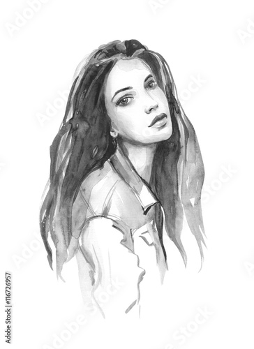 watercolor fashion girl