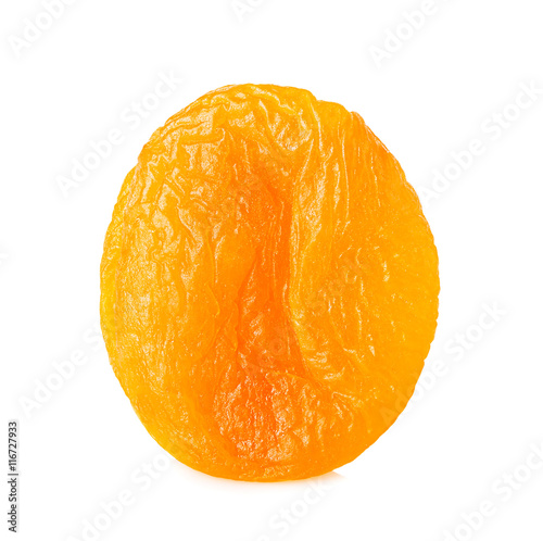 Dried apricot close-up isolated on a white background.
