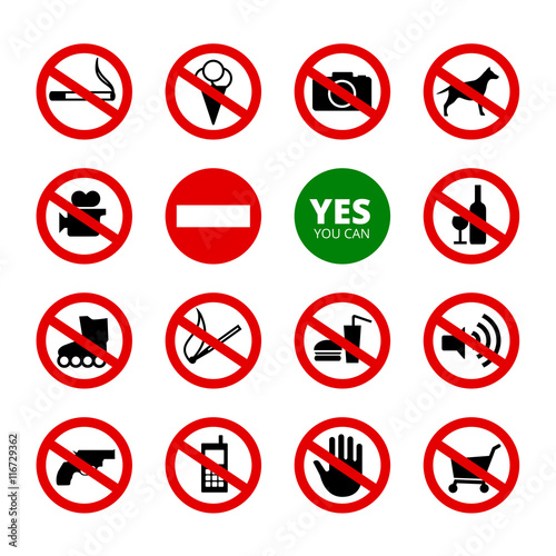 Prohibited Signs Set