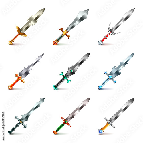 Original swords icons vector set
