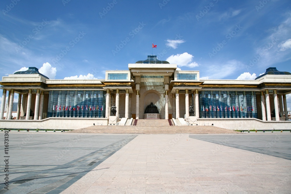 Naklejka premium Sukhbaatar square is the central square of Mongolia's capital Ulaanbaatar