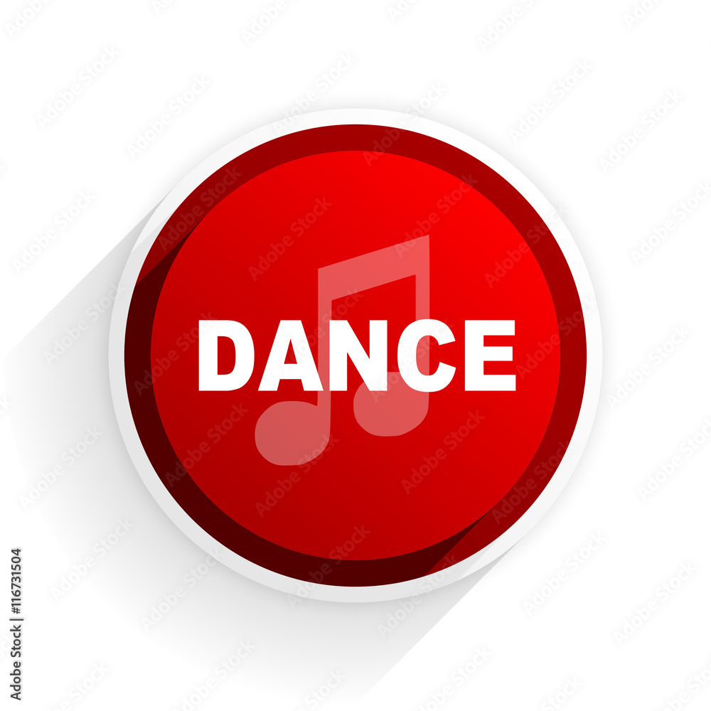 dance music flat icon with shadow on white background, red modern design web element dance music flat icon with shadow on white background, red modern design web element