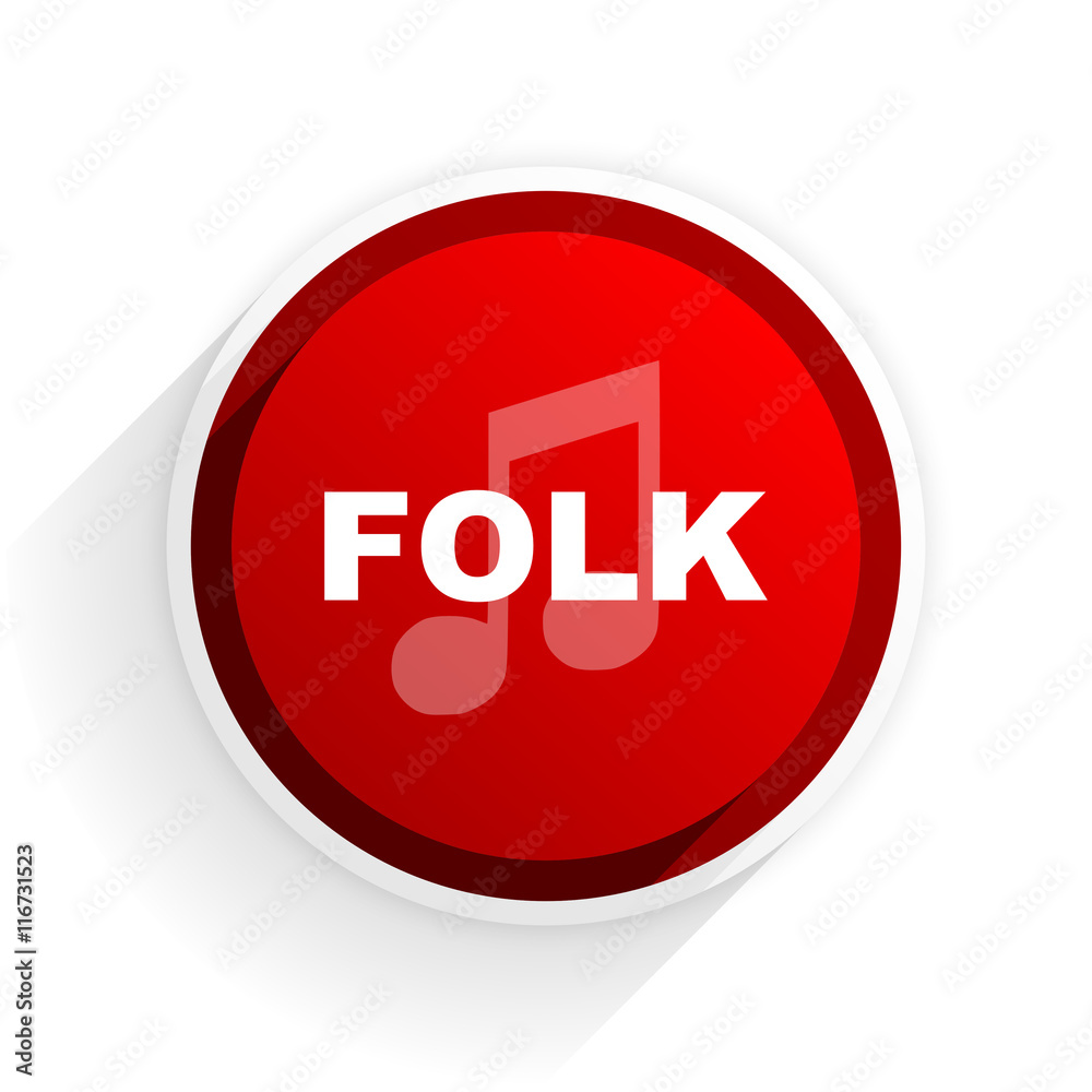 folk music flat icon with shadow on white background, red modern design web element folk music flat icon with shadow on white background, red modern design web element