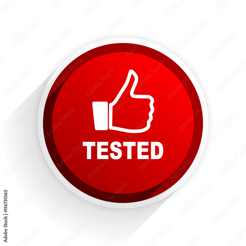 tested flat icon with shadow on white background, red modern design web element tested flat icon with shadow on white background, red modern design web element