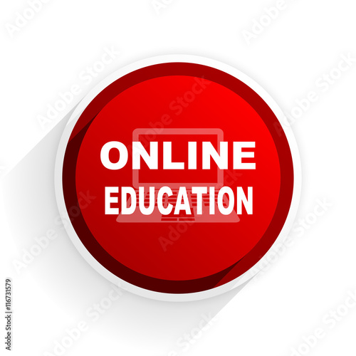 online education flat icon with shadow on white background  red modern design web element