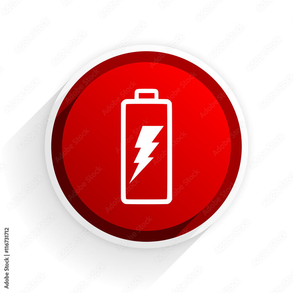 battery flat icon with shadow on white background, red modern design web element battery flat icon with shadow on white background, red modern design web element