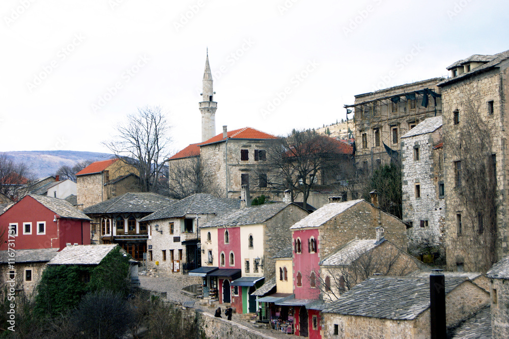 The famous old street Kuyundzhiluk in the city of Mostar (Bosnia and Herzegovina)