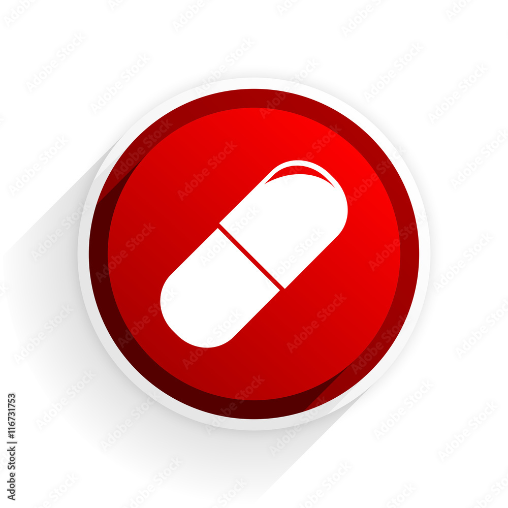 drugs flat icon with shadow on white background, red modern design web element drugs flat icon with shadow on white background, red modern design web element