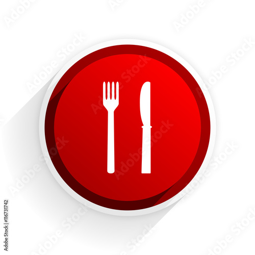 eat flat icon with shadow on white background, red modern design web element