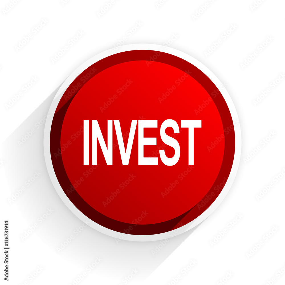 nvest flat icon with shadow on white background, red modern design web element nvest flat icon with shadow on white background, red modern design web element