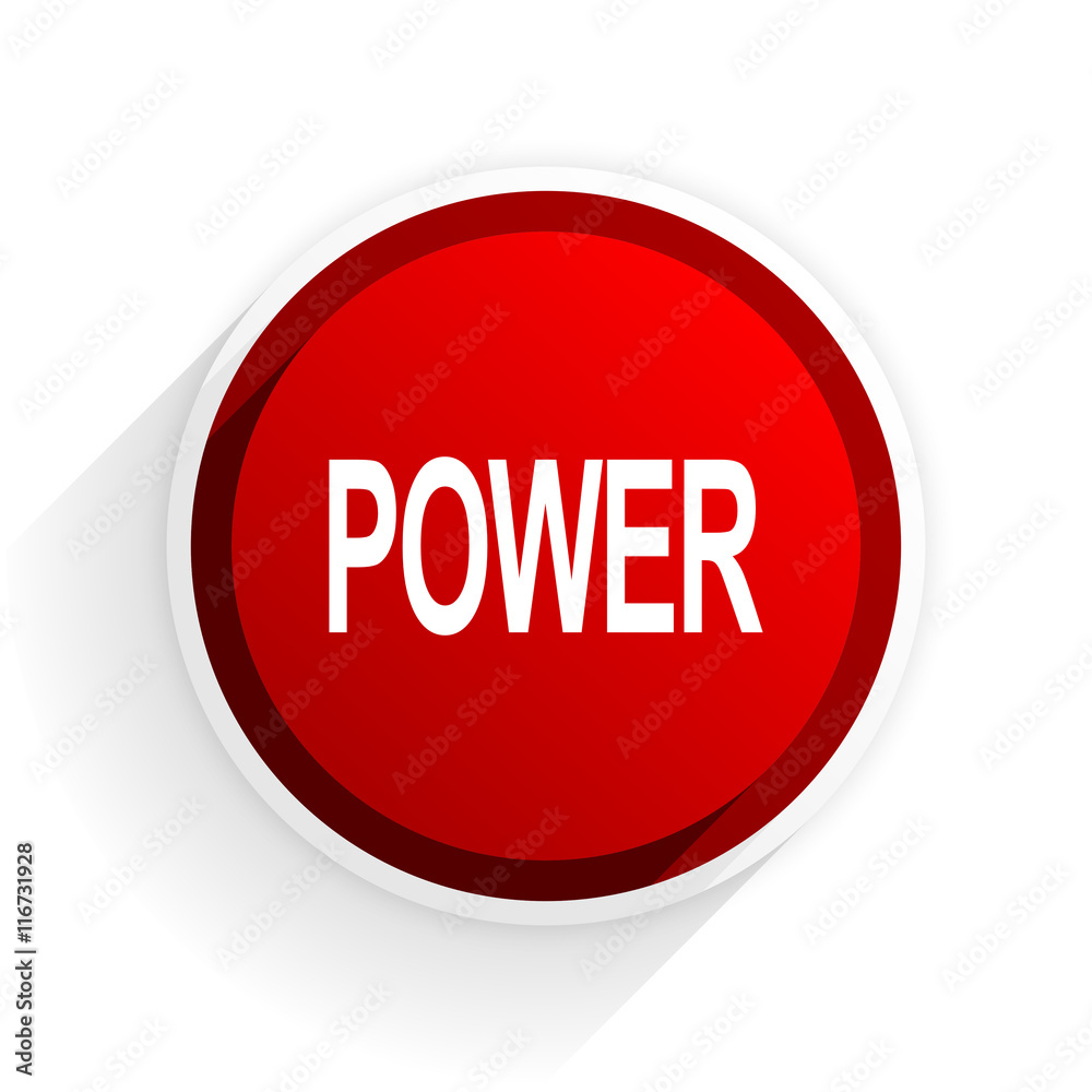power flat icon with shadow on white background, red modern design web element power flat icon with shadow on white background, red modern design web element