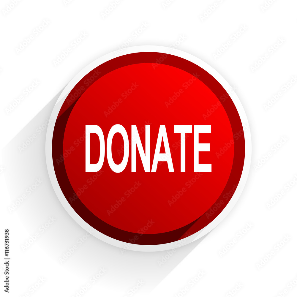 donate flat icon with shadow on white background, red modern design web element donate flat icon with shadow on white background, red modern design web element