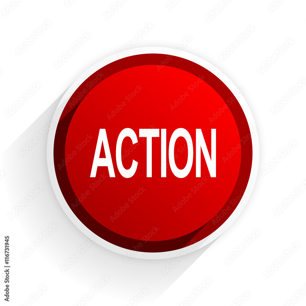 action flat icon with shadow on white background, red modern design web element action flat icon with shadow on white background, red modern design web element