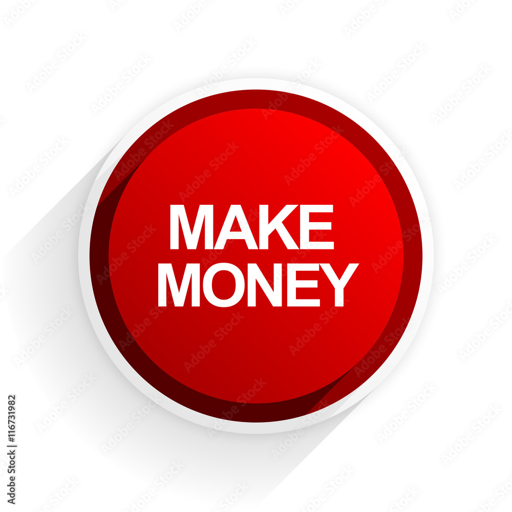 make money flat icon with shadow on white background, red modern design web element make money flat icon with shadow on white background, red modern design web element