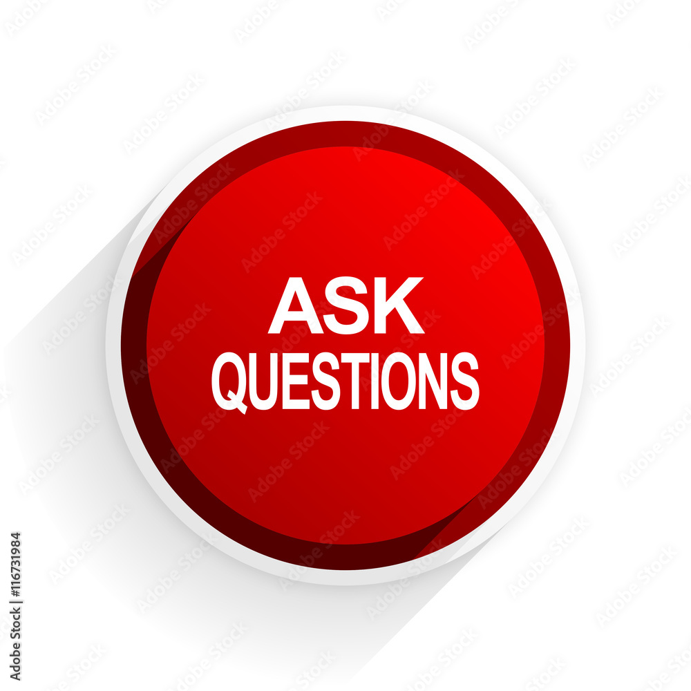 ask questions flat icon with shadow on white background, red modern design web element ask questions flat icon with shadow on white background, red modern design web element