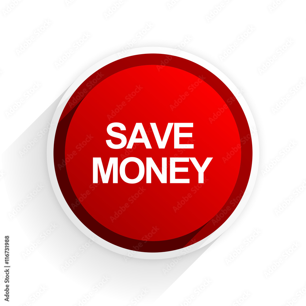 save money flat icon with shadow on white background, red modern design web element save money flat icon with shadow on white background, red modern design web element
