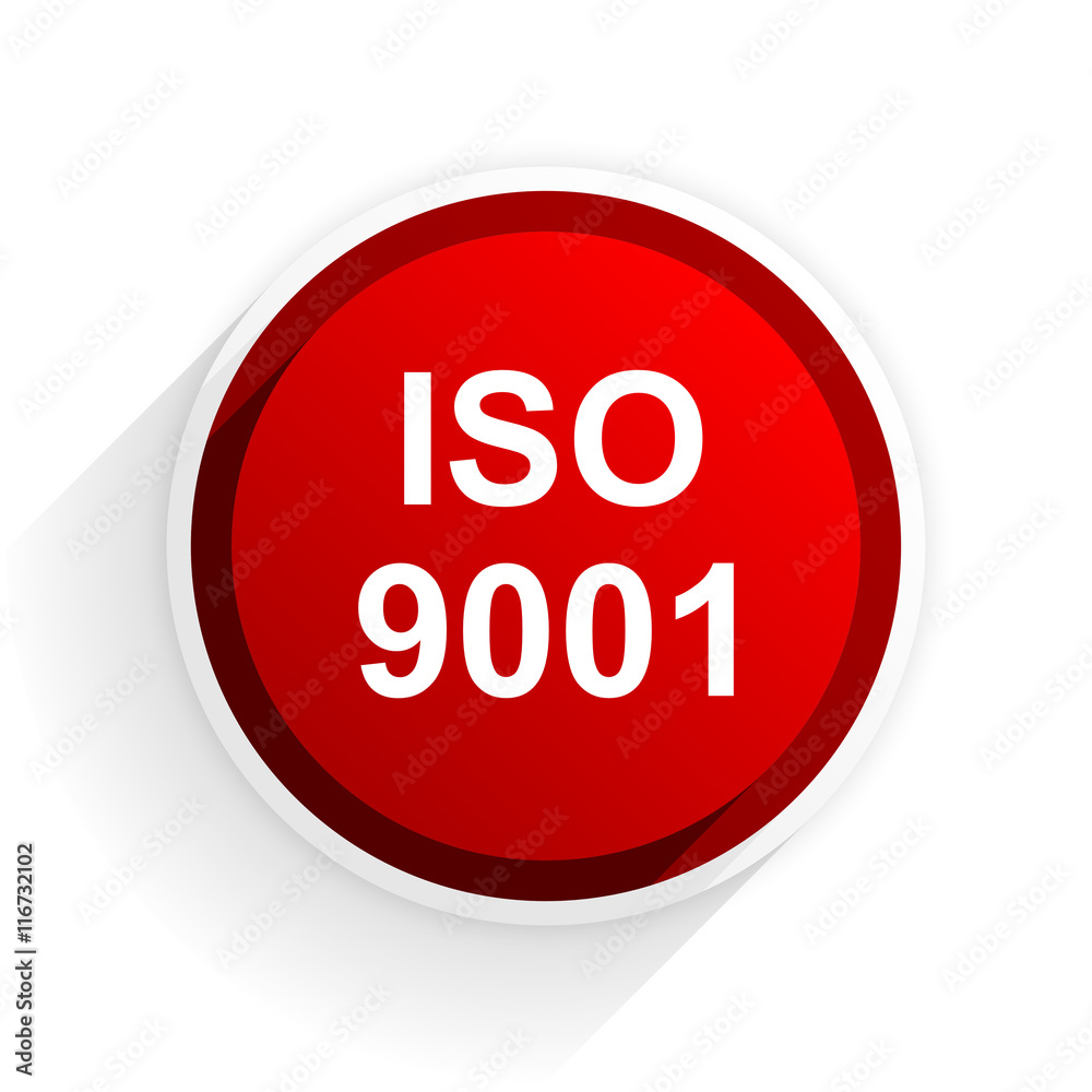 iso 9001 flat icon with shadow on white background, red modern design web element iso 9001 flat icon with shadow on white background, red modern design web element