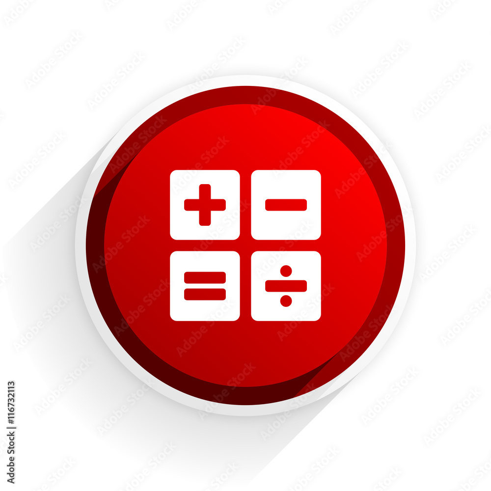 calculator flat icon with shadow on white background, red modern design web element calculator flat icon with shadow on white background, red modern design web element