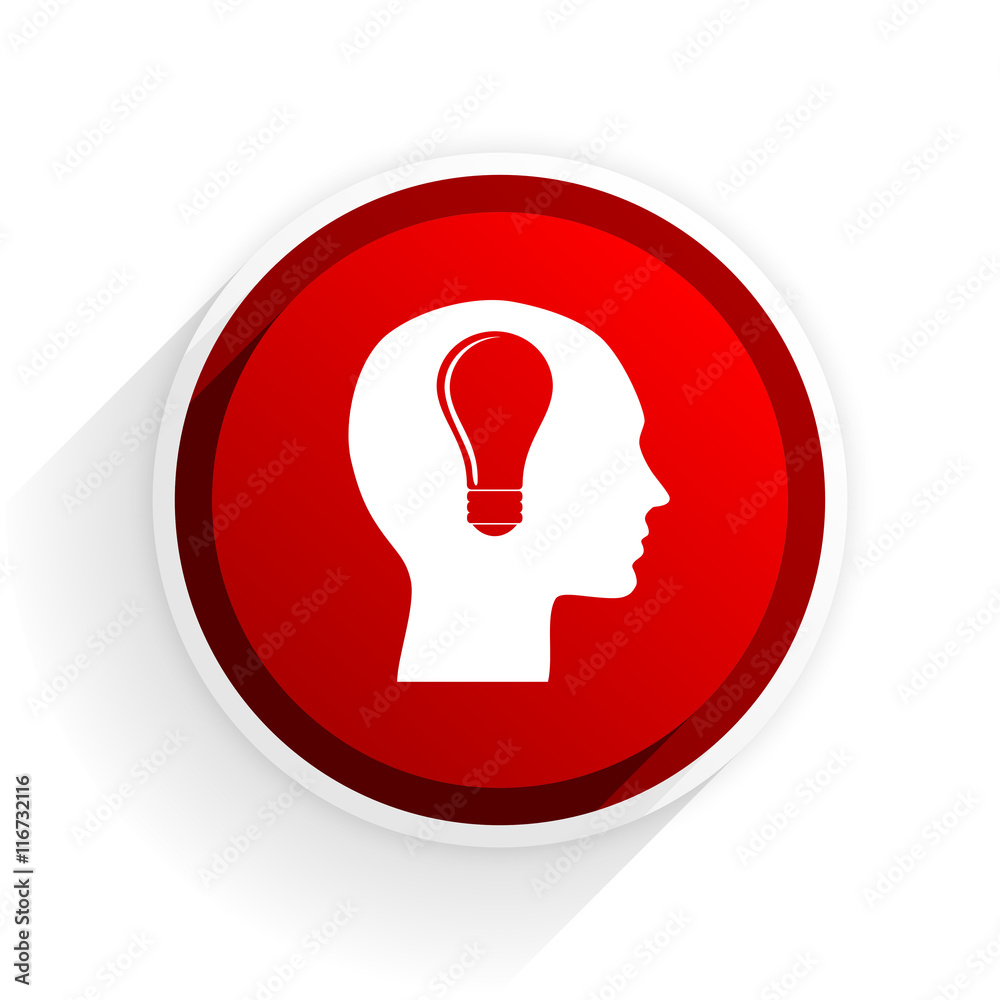head flat icon with shadow on white background, red modern design web element head flat icon with shadow on white background, red modern design web element