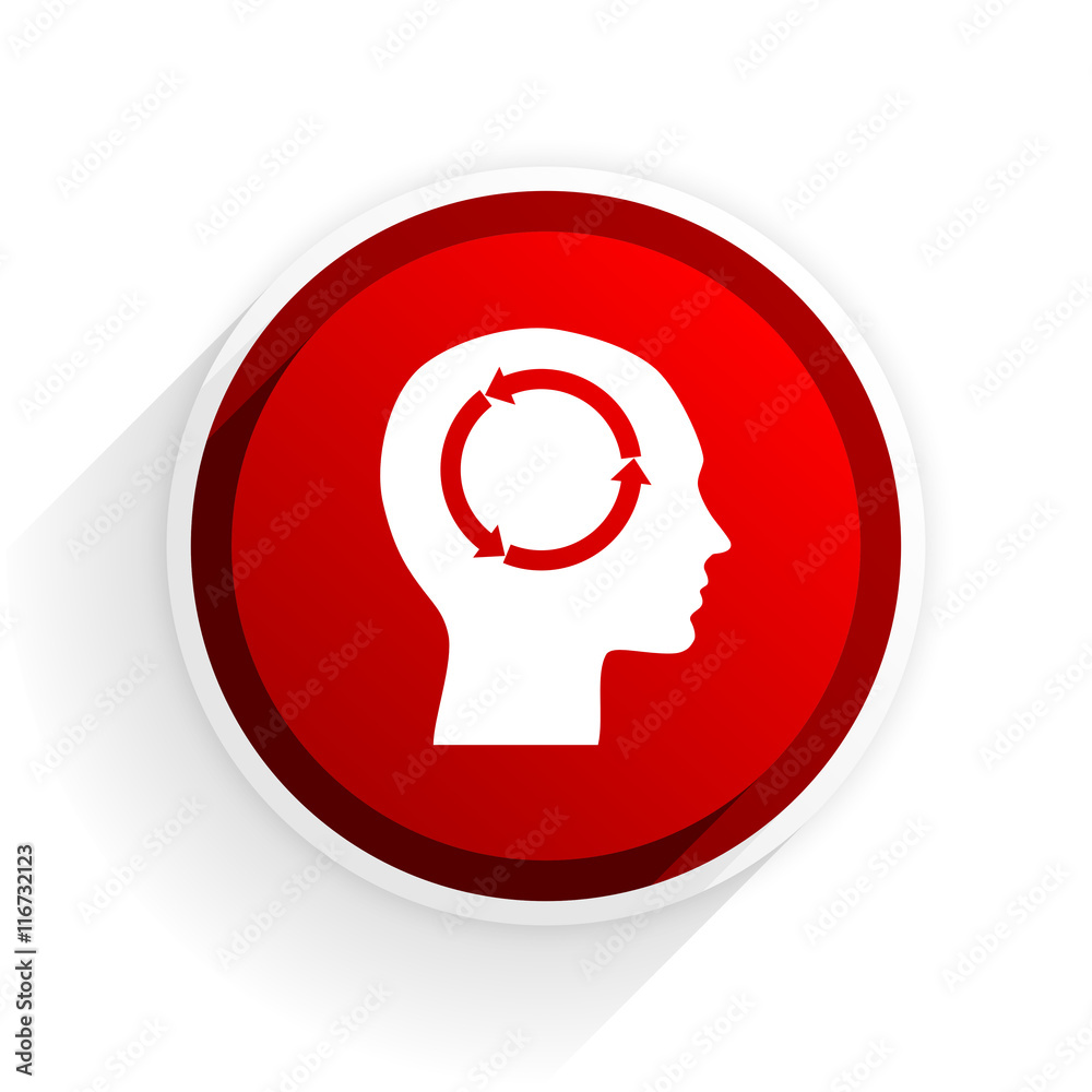 head flat icon with shadow on white background, red modern design web element head flat icon with shadow on white background, red modern design web element