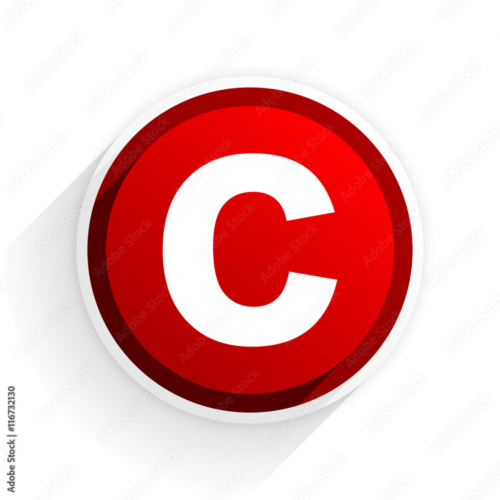 copyright flat icon with shadow on white background, red modern design web element copyright flat icon with shadow on white background, red modern design web element