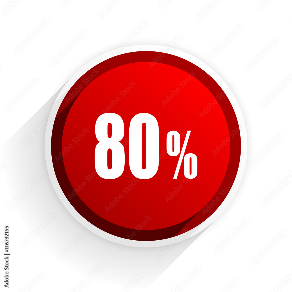 80 percent flat icon with shadow on white background, red modern design web element 80 percent flat icon with shadow on white background, red modern design web element