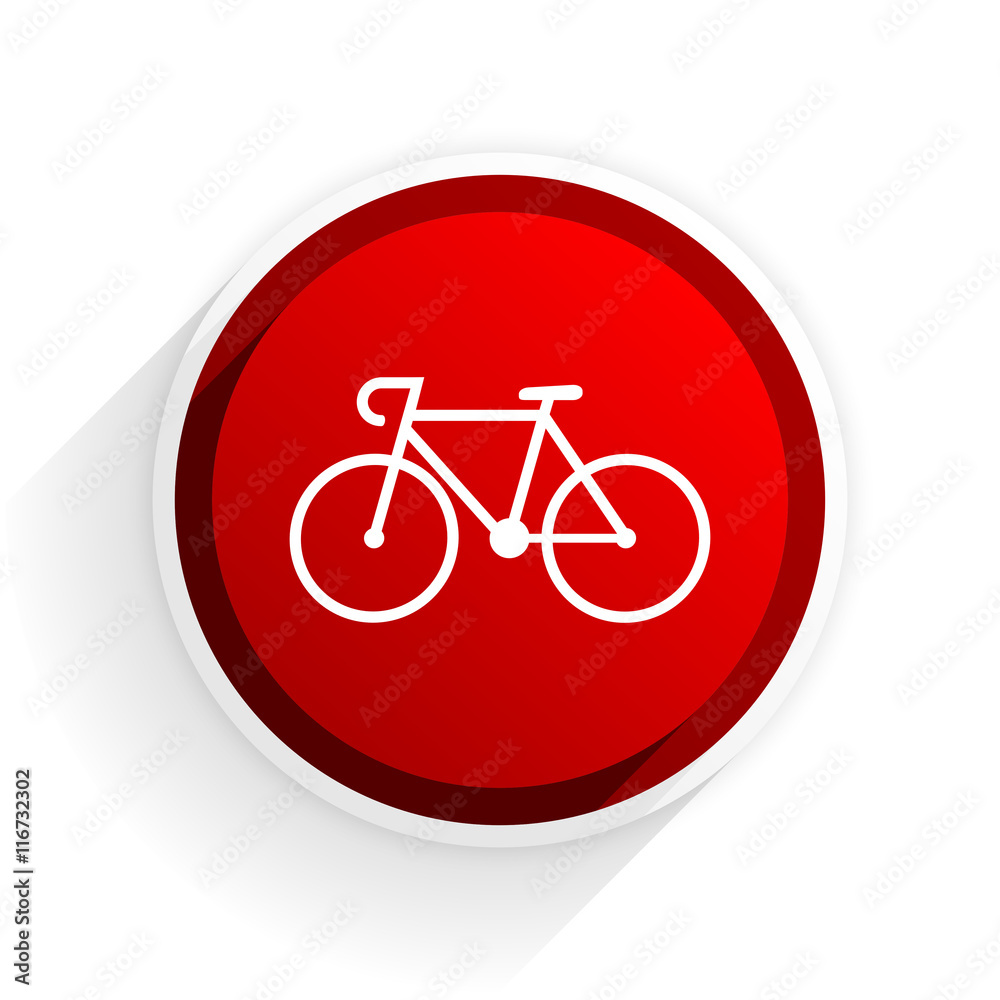 bicycle flat icon with shadow on white background, red modern design web element bicycle flat icon with shadow on white background, red modern design web element