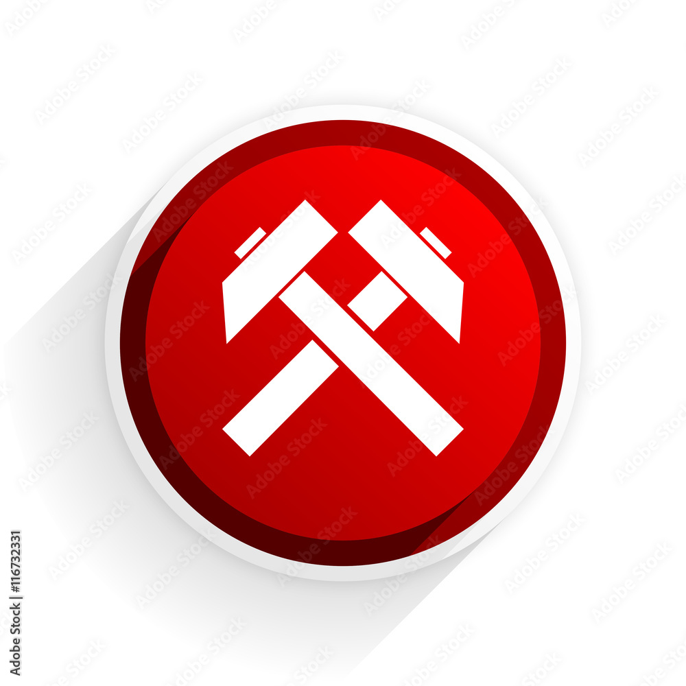 mining flat icon with shadow on white background, red modern design web element mining flat icon with shadow on white background, red modern design web element