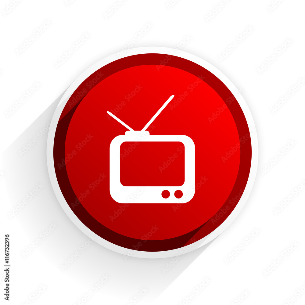 tv flat icon with shadow on white background, red modern design web element tv flat icon with shadow on white background, red modern design web element