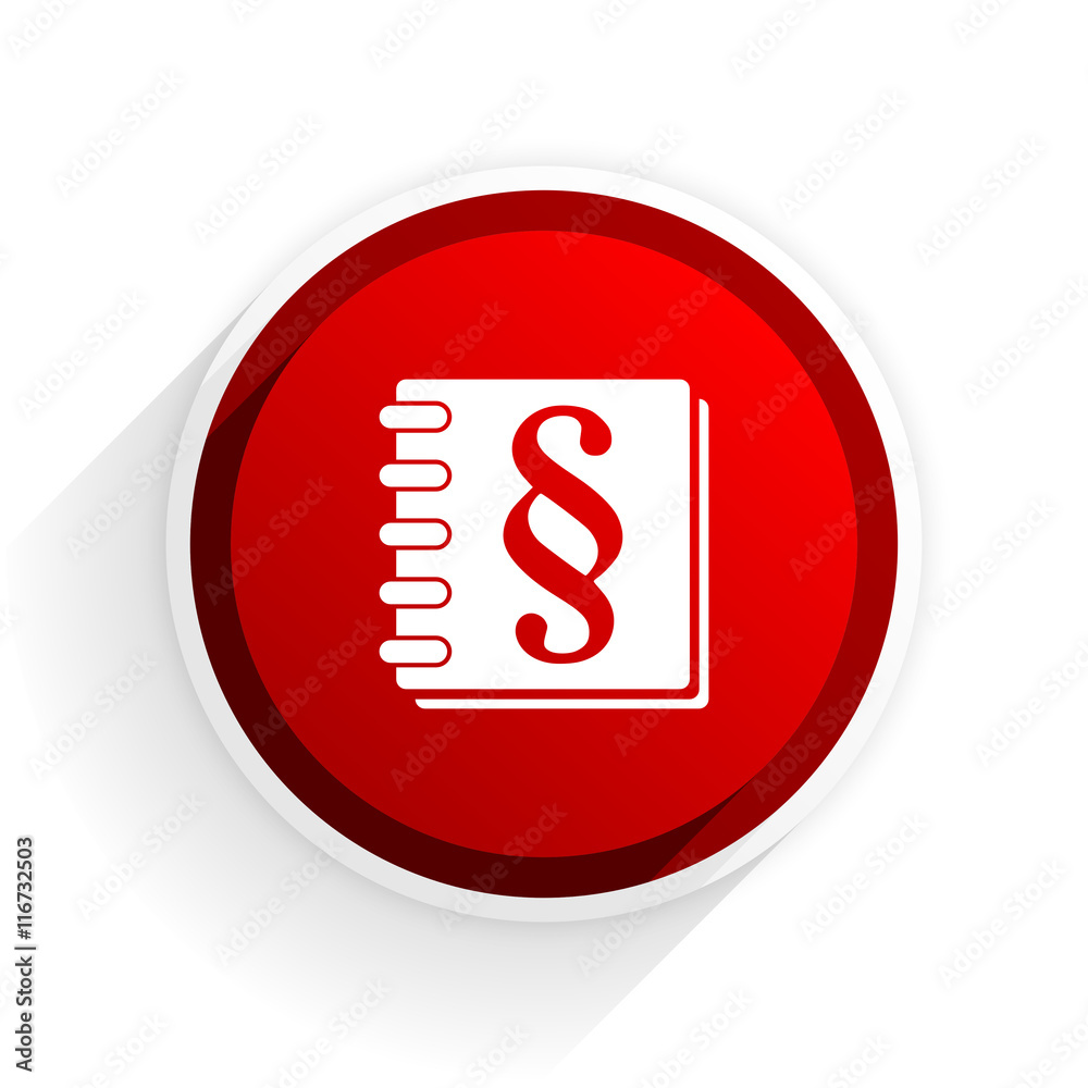 law flat icon with shadow on white background, red modern design web element law flat icon with shadow on white background, red modern design web element