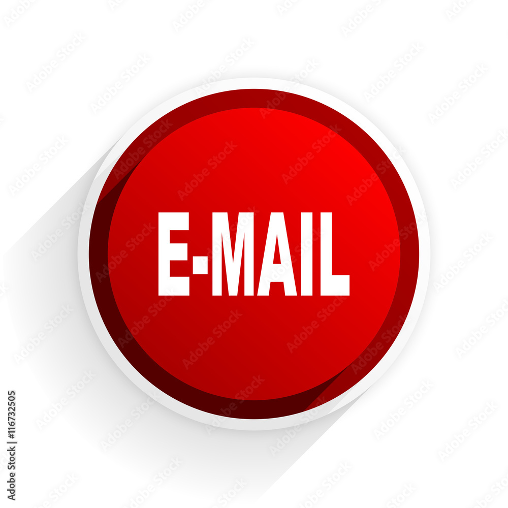email flat icon with shadow on white background, red modern design web element email flat icon with shadow on white background, red modern design web element