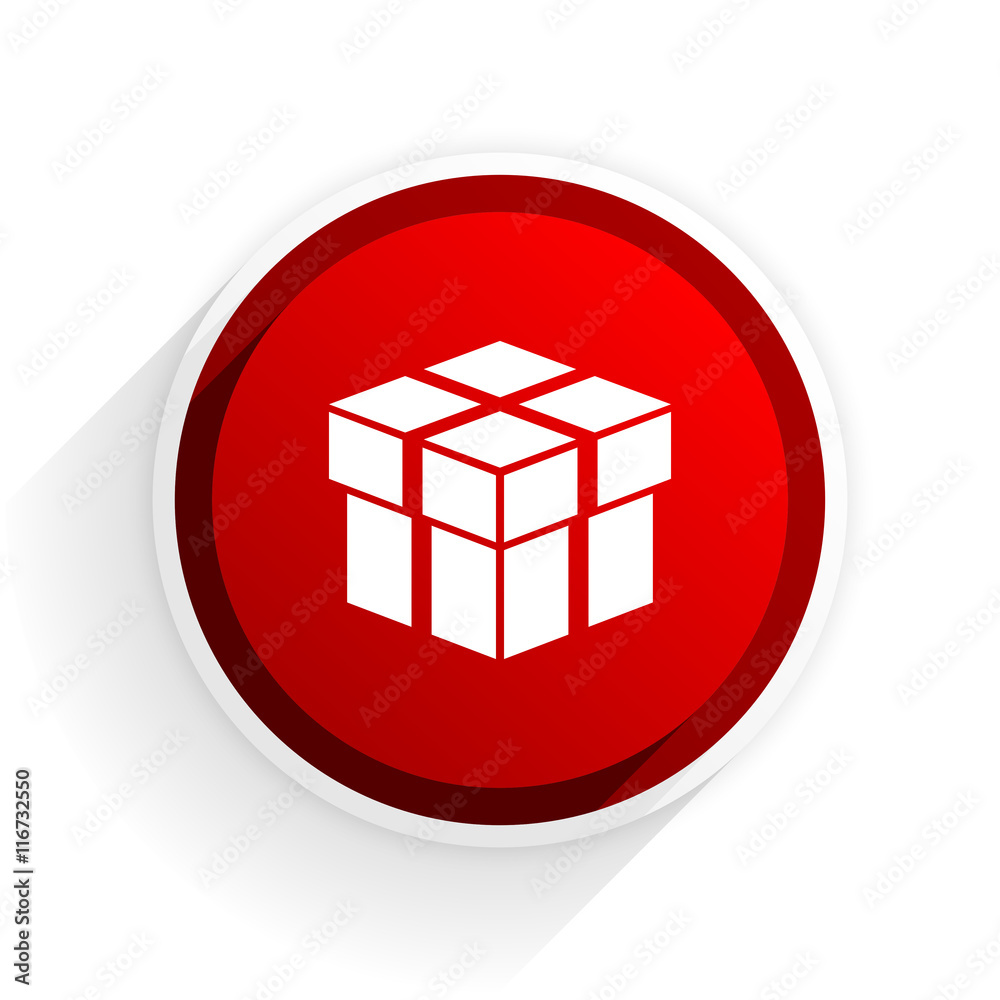 box flat icon with shadow on white background, red modern design web element box flat icon with shadow on white background, red modern design web element