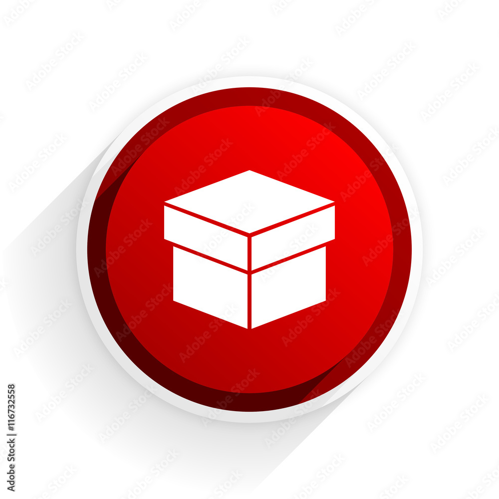 box flat icon with shadow on white background, red modern design web element box flat icon with shadow on white background, red modern design web element