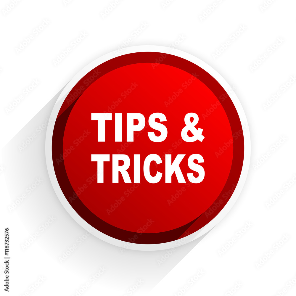 tips tricks flat icon with shadow on white background, red modern design web element