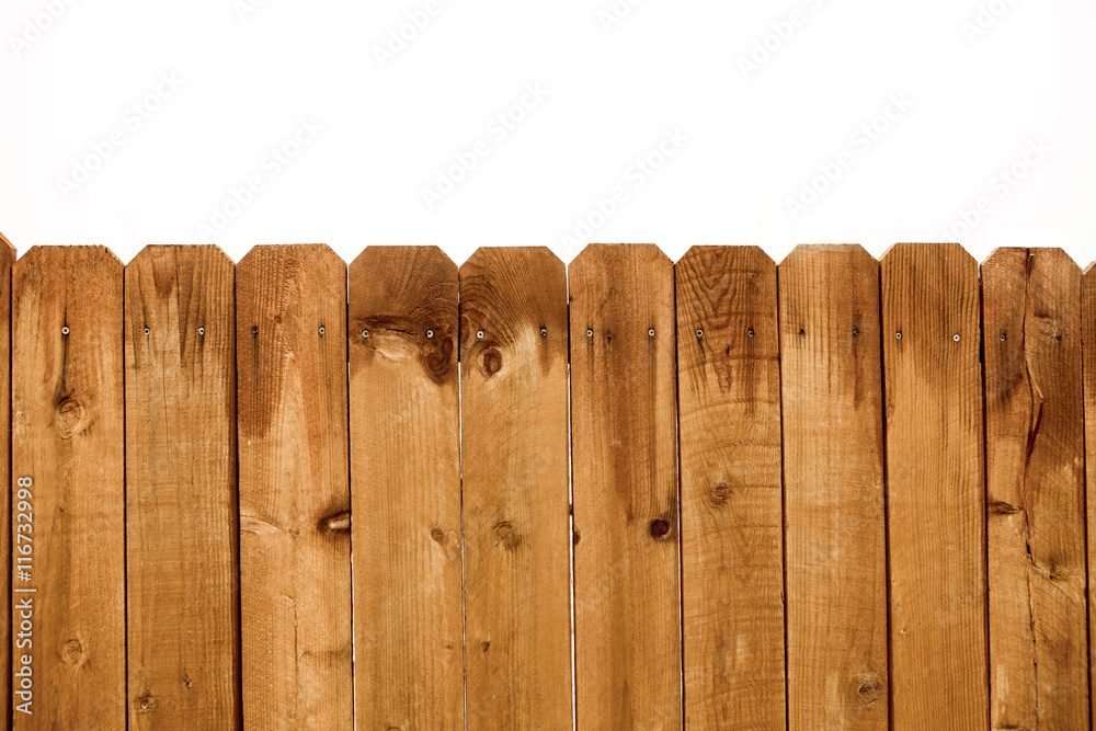 Obraz premium Wooden fence background isolated over white background