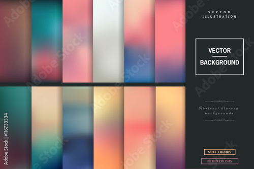 Abstract colorful blurred vector backgrounds. Elements for your website or presentation. Set with many beautiful colors gold, blue, red, yellow, pink, green, violet and many other colors and tones.