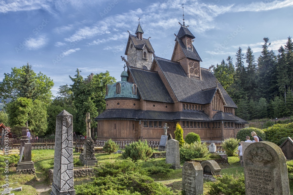 Fototapeta premium Historic wooden temple Wang in Karpacz in Poland.