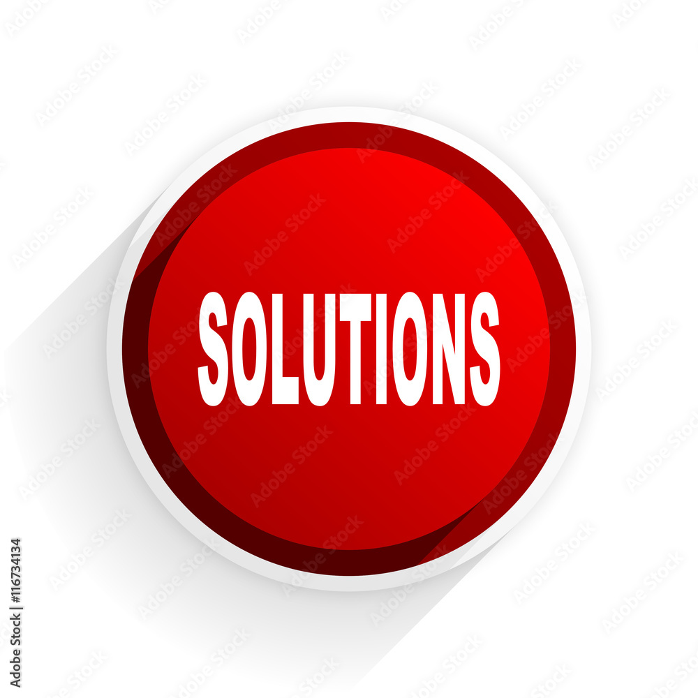 solutions flat icon with shadow on white background, red modern design web element solutions flat icon with shadow on white background, red modern design web element