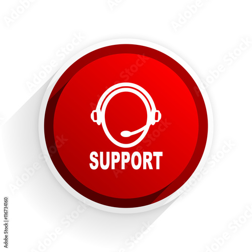 support flat icon with shadow on white background, red modern design web element